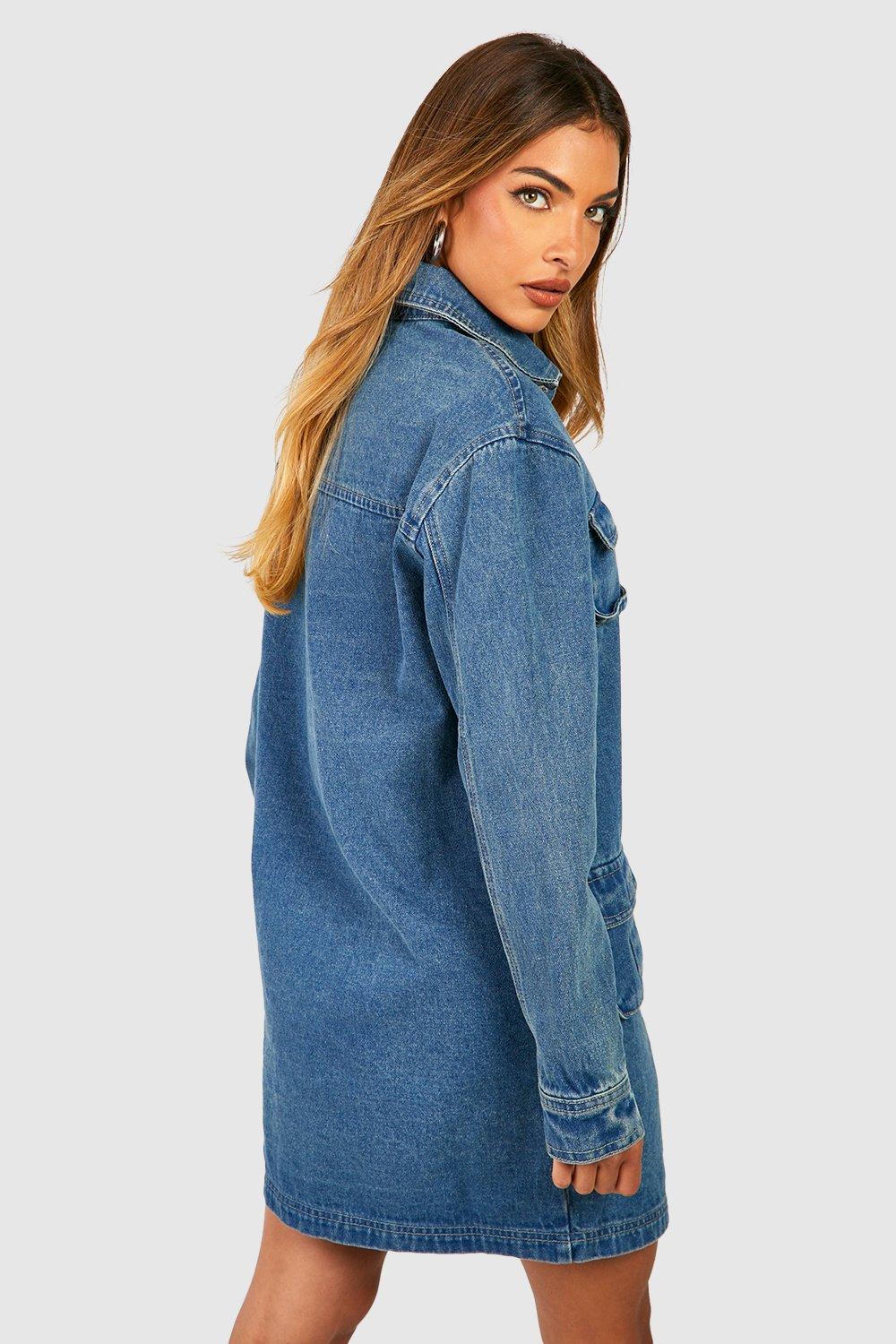 Pocket denim cheap shirt dress